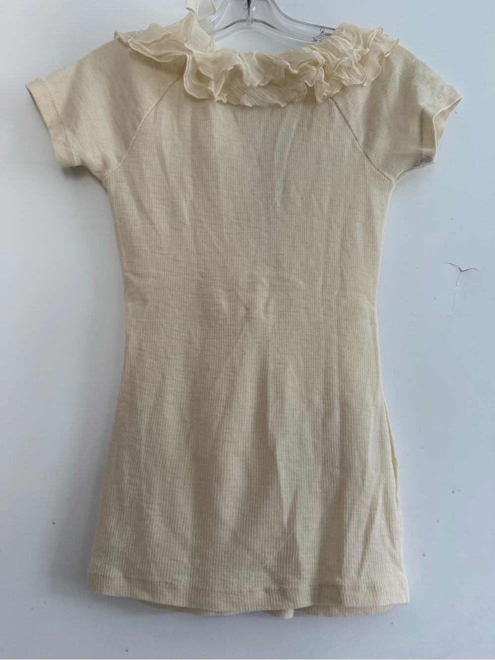 RUGBY Ralph Lauren Women’s Ruffled Wool Blouse Beige Luxury Style Size M - Picture 3 of 4